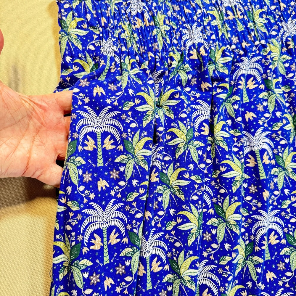 Boden Maxi Skirt Blue Palm Tree Print Elastic Waist Women's‎ US 12R Pockets NWT - Picture 14 of 16